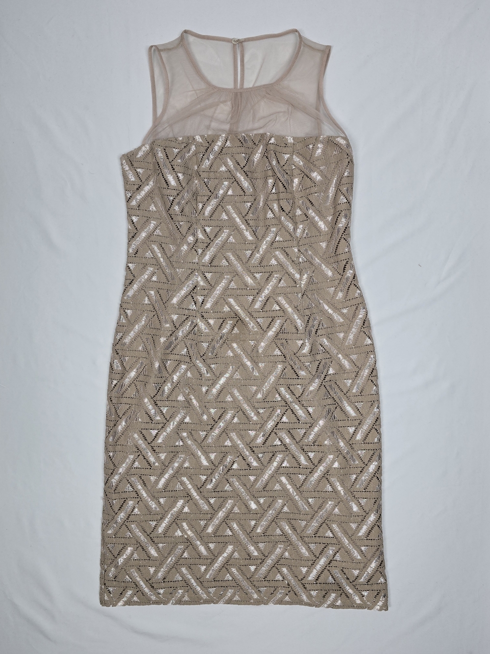 Suite 7 Gold Metallic Geometric Illusion Sheath Dress 10